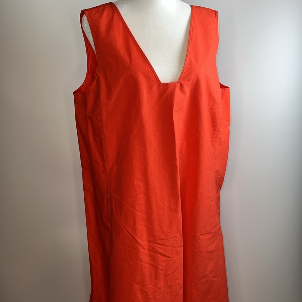 🧡NWT LAFAYETTE148NY HARPER COTTON POPLIN DRESS IN VIBRANT PERSIMMON SIZE L - Picture 9 of 13